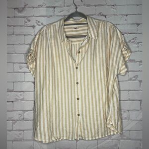 Faherty Neutral Stripe Button-Front Top | Classic Casual | Neutral Tones